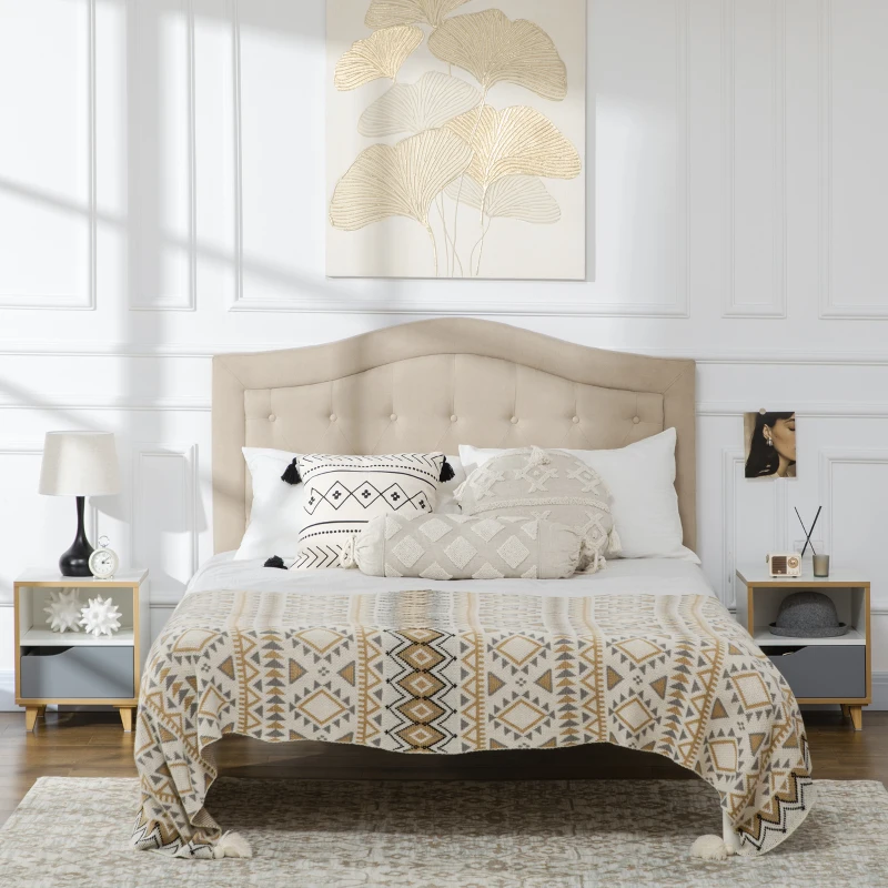 HOMCOM Set di 2 Comodini Moderni con Cassetto e Ripiano in MDF, 36.8x33x43.8cm, Bianco e Grigio