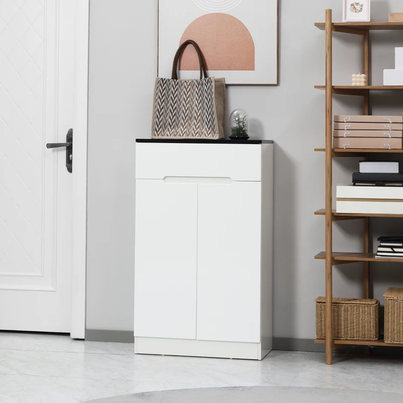 Homcom Dulap Pantofi Slim 60×32×100 cm – 12 Perechi, Rafturi & Sertar(m-10)