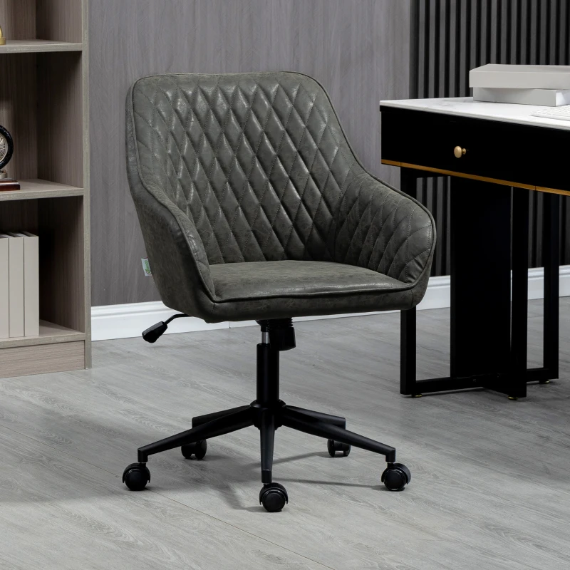 Vinsetto Scaun de birou cu inclinare si inaltime reglabila, din Piele PU, spuma de cauciuc si otel, 59x60x90-100 cm, Gri