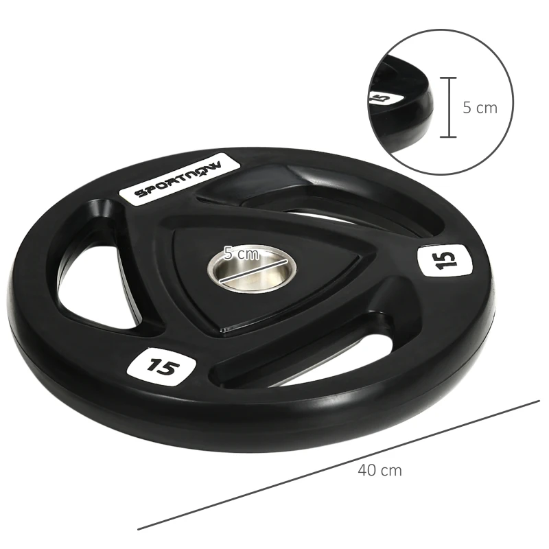 SPORTNOW Set 2 Dischi Pesi 15kg in Acciaio Rivestimento in Gomma per Bilanciere