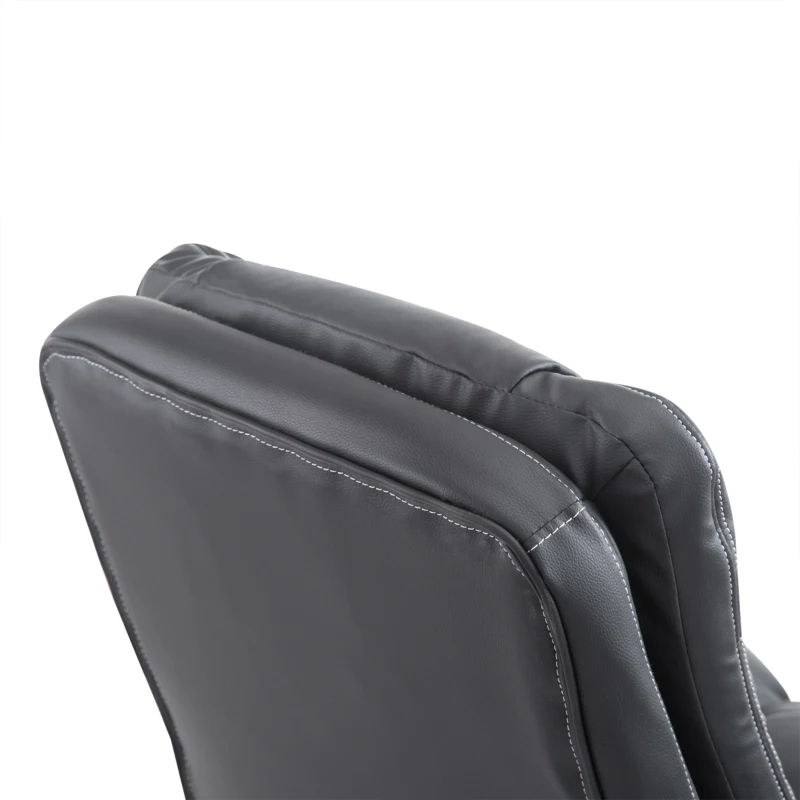 HOMCOM Mid Back Executive Office Chair, Faux Leather Computer Desk Chair with Swivel, Double-Tier Padding, Arm, Wheels, Black