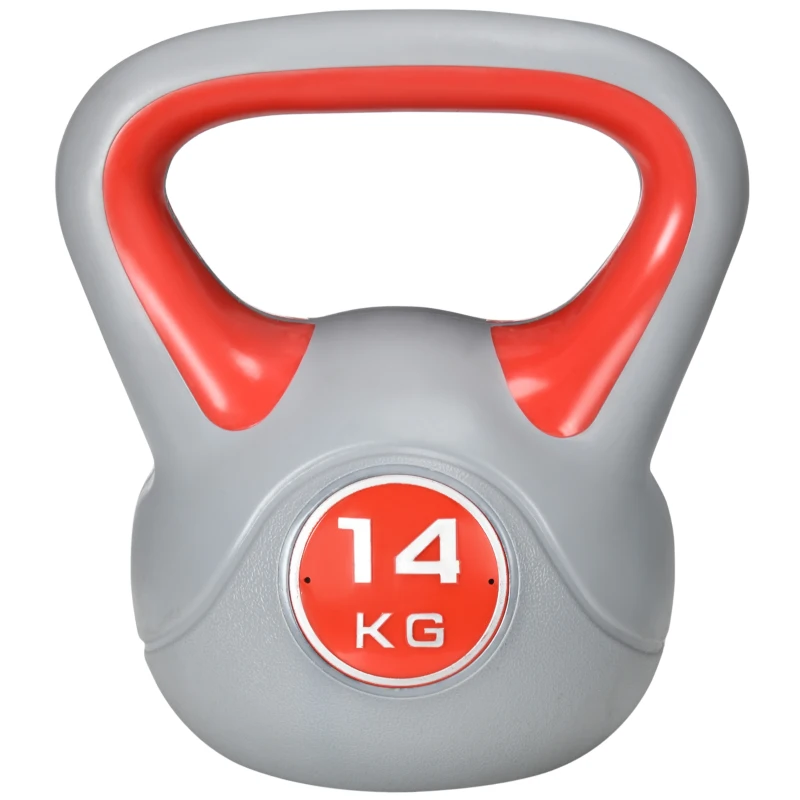 SPORTNOW Kettlebell 14kg din PU cu nisip si baza plata, maner comod 26x18x32 cm, Rosu