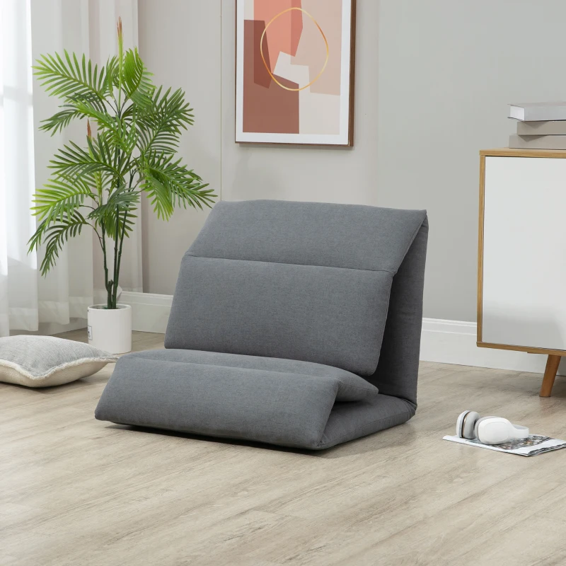 HOMCOM Adjustable Floor Chair with Back Support, Folding Chair Bed, Lazy Sofa Bed for Gaming, Meditation, Reading, Dark Grey