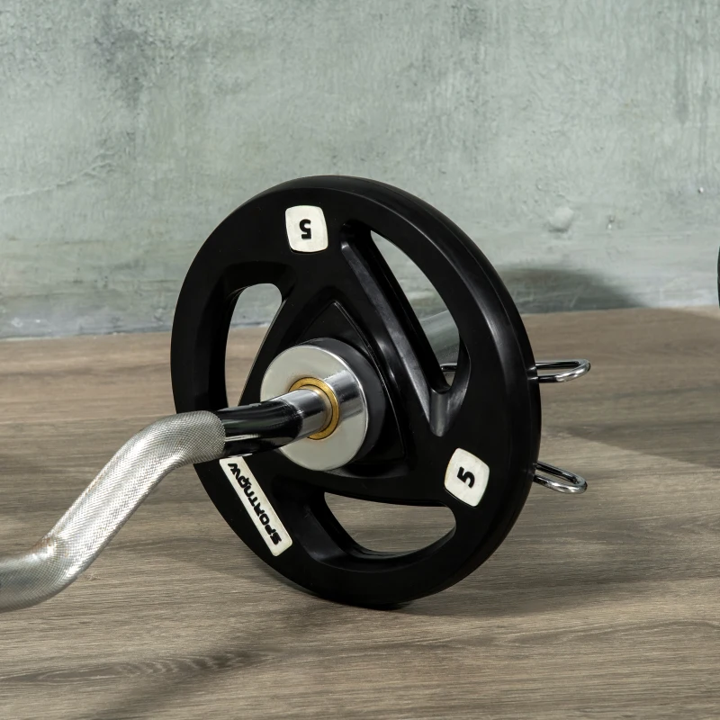SPORTNOW Set de 2 discuri de 5kg greutate din otel cu acoperire din cauciuc, gaura Ø5cm pentru mreana si manere pentru utilizare manuala