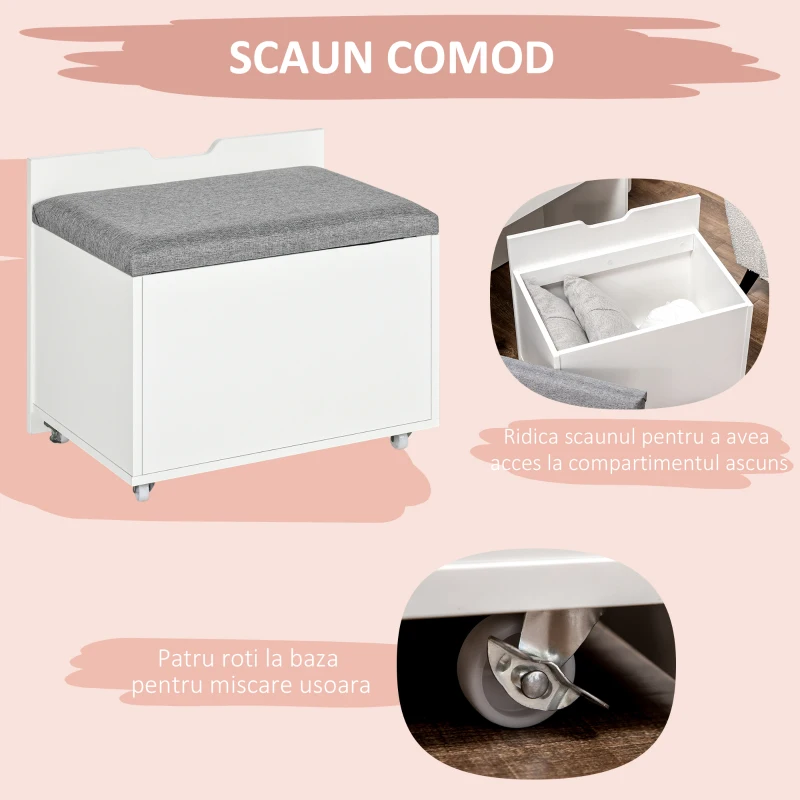 HOMCOM Masa Toaleta Dormitor – Cu Oglinda, Sertar & Scaun Asortat