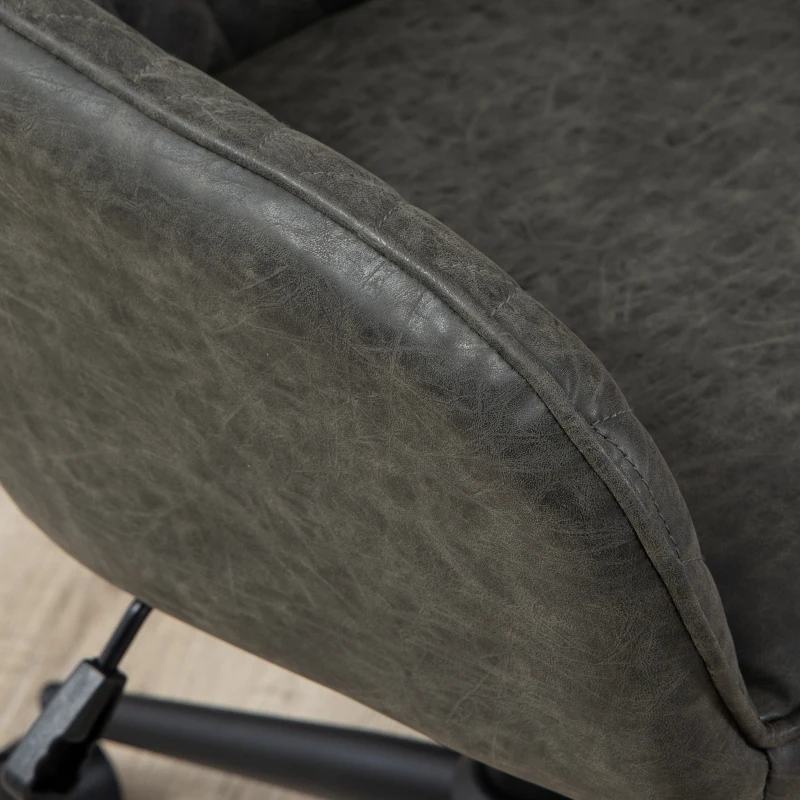 Vinsetto Scaun de birou cu inclinare si inaltime reglabila, din Piele PU, spuma de cauciuc si otel, 59x60x90-100 cm, Gri