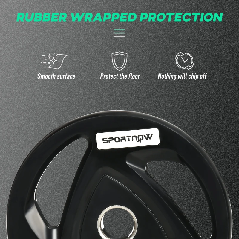 SPORTNOW Set 2 Dischi Pesi 15kg in Acciaio Rivestimento in Gomma per Bilanciere