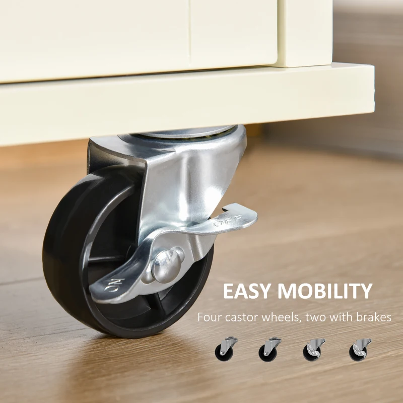 Homcom Insula Bucatarie – Lemn & MDF, Cu Sertare, Dulap & Roti