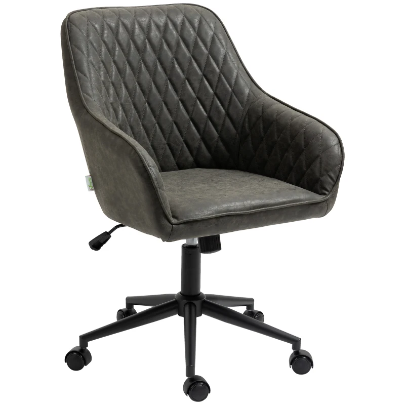 Vinsetto Scaun de birou cu inclinare si inaltime reglabila, din Piele PU, spuma de cauciuc si otel, 59x60x90-100 cm, Gri