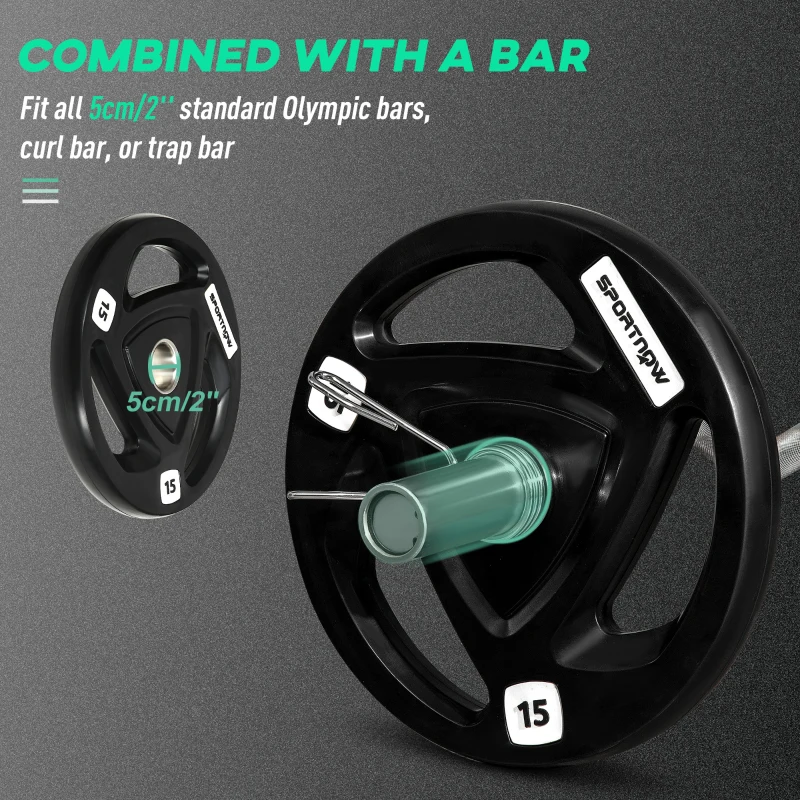 SPORTNOW Set 2 Dischi Pesi 15kg in Acciaio Rivestimento in Gomma per Bilanciere