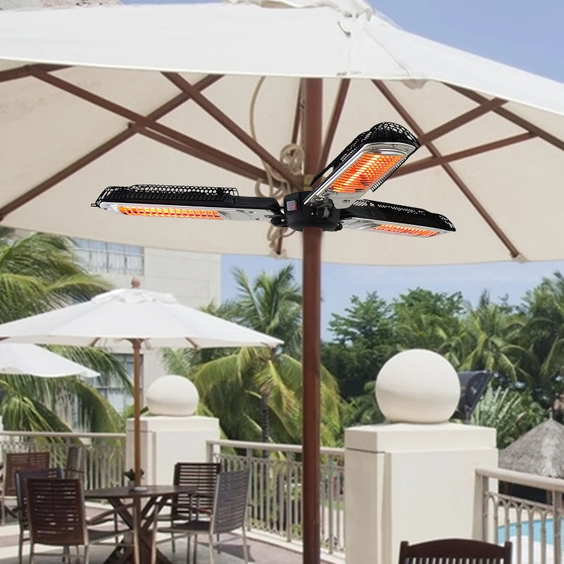 Outsunny Electric Umbrella Parasol Mounted Infrared Heater 2000W Patio Gazebo Outdoor Use