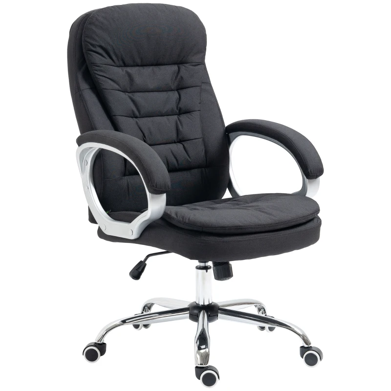 Vinsetto Executive Office Chair Task Chair for Home with Arm, Swivel Wheels, Linen Fabric, Black