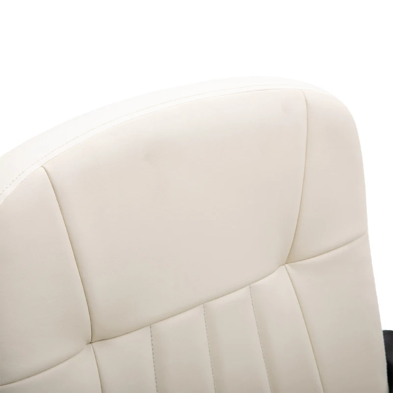 HOMCOM Swivel Executive Office Chair Home Mid Back PU Leather Computer Desk Chair for Adults with Arm, Wheels, Cream