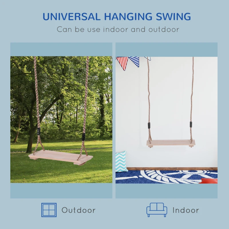 HOMCOM Wooden Garden Swing Seat Outdoor Pine Wood Swing Chair for Adults & Kids