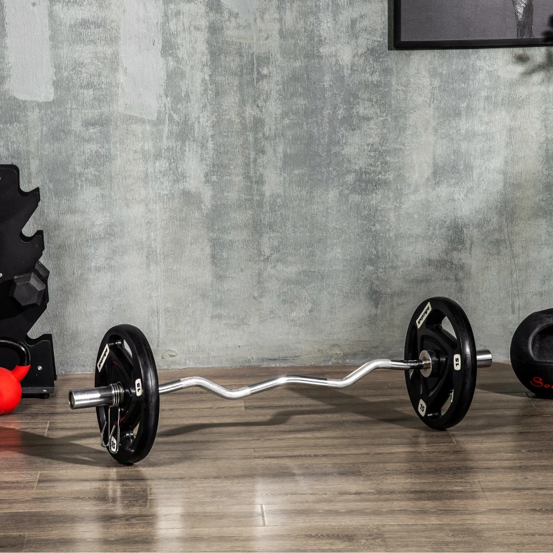 SPORTNOW Set 2 Dischi Pesi 15kg in Acciaio Rivestimento in Gomma per Bilanciere