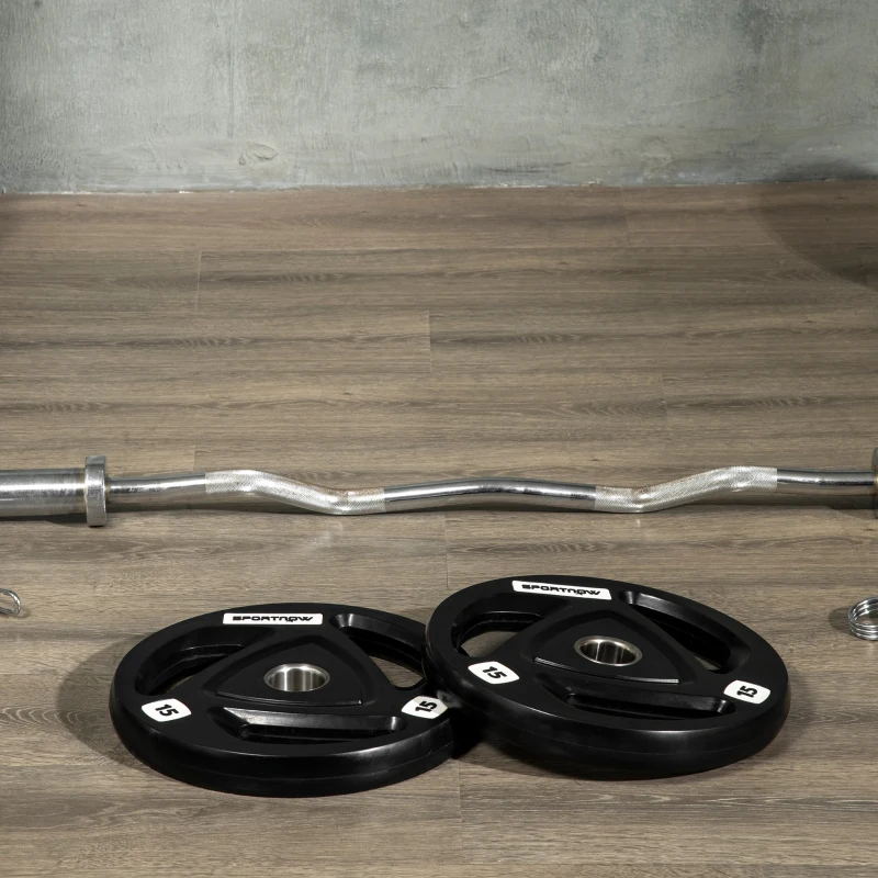 SPORTNOW Set 2 Dischi Pesi 15kg in Acciaio Rivestimento in Gomma per Bilanciere