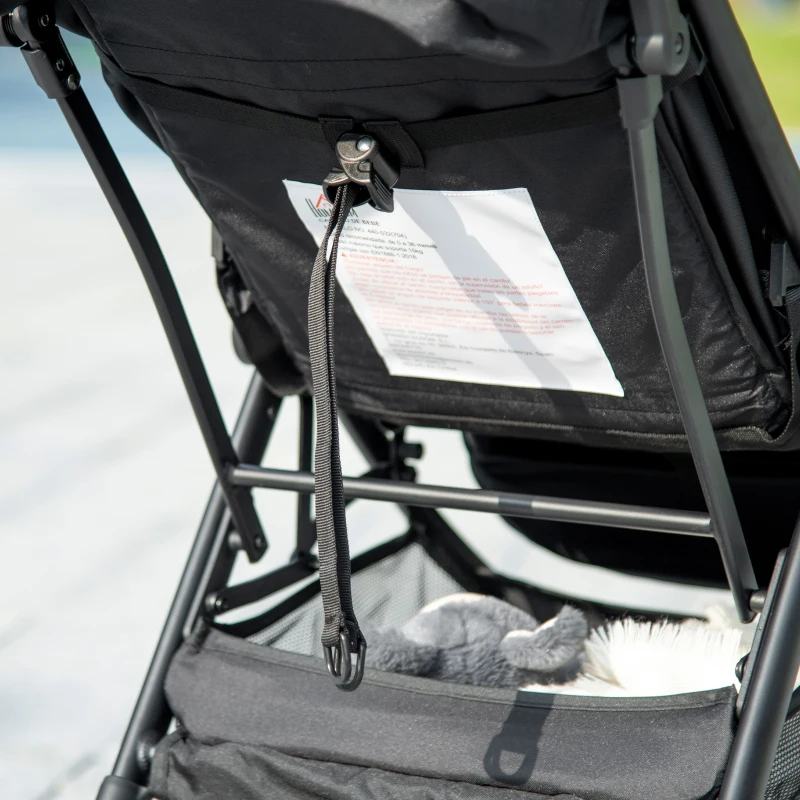 HOMCOM Carucior pentru copii 0-36 luni cu copertina, design pliabil si cos de depozitare, aluminiu si panza Oxford, 128x58x106cm, rosu si negru