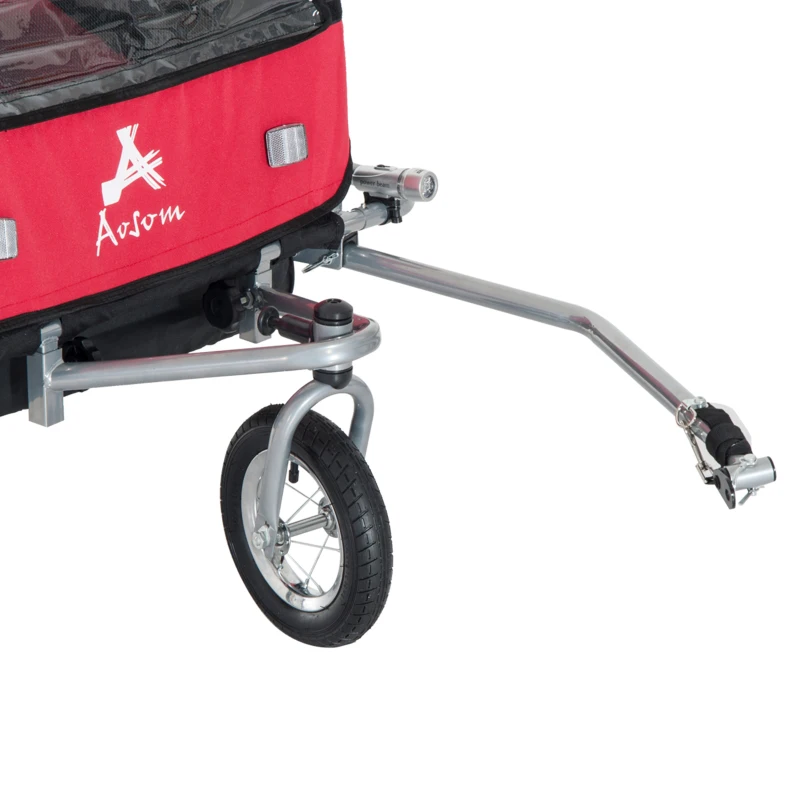 HOMCOM Child Bike Trailer,2-Seater-Black/Red