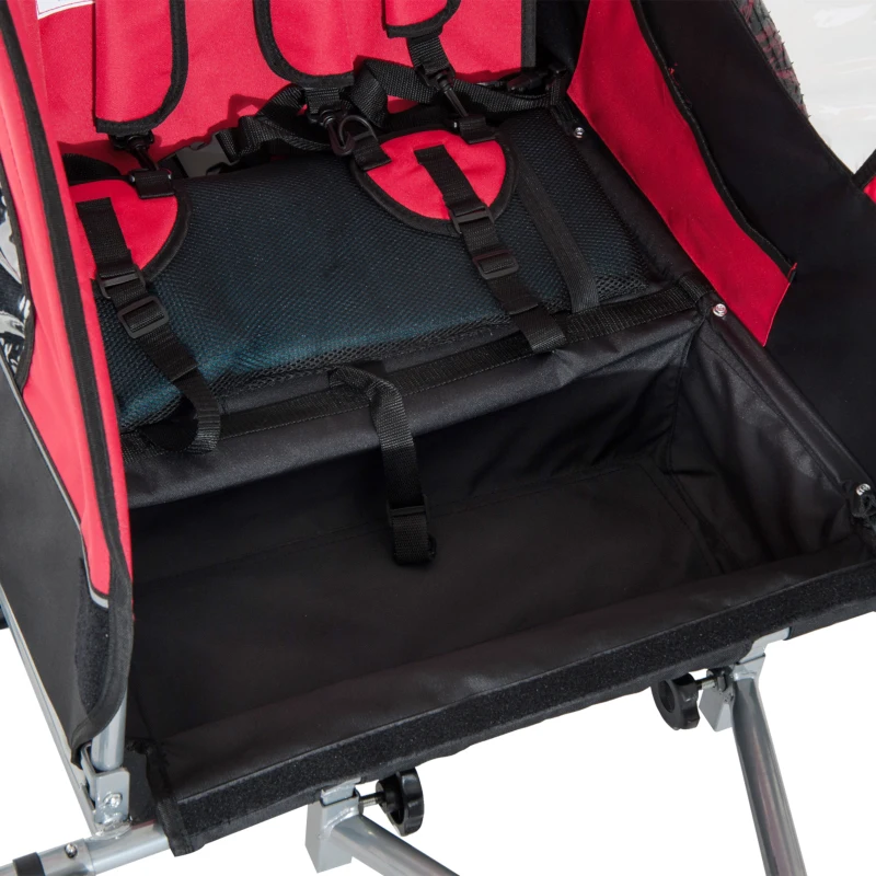 HOMCOM Child Bike Trailer,2-Seater-Black/Red