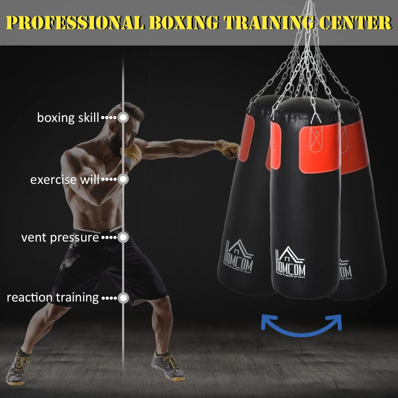 HOMCOM Boxing Punch Bag MMA Training Kickboxing with Hanging Chain Black