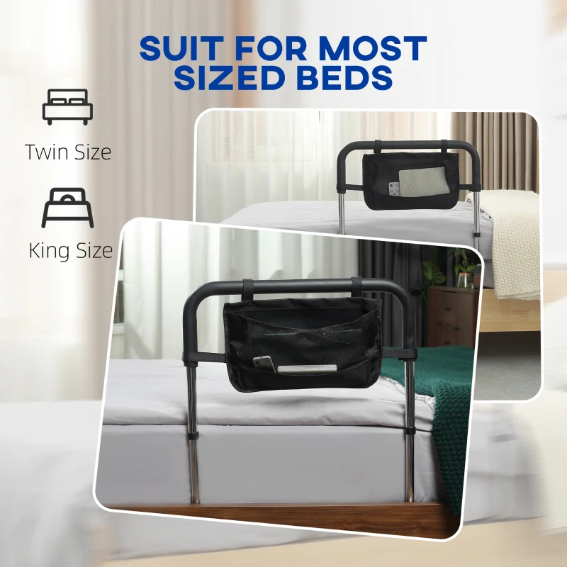 Homcom Maner Reglabil pentru Pat – Din Otel cu Suport & Buzunar
