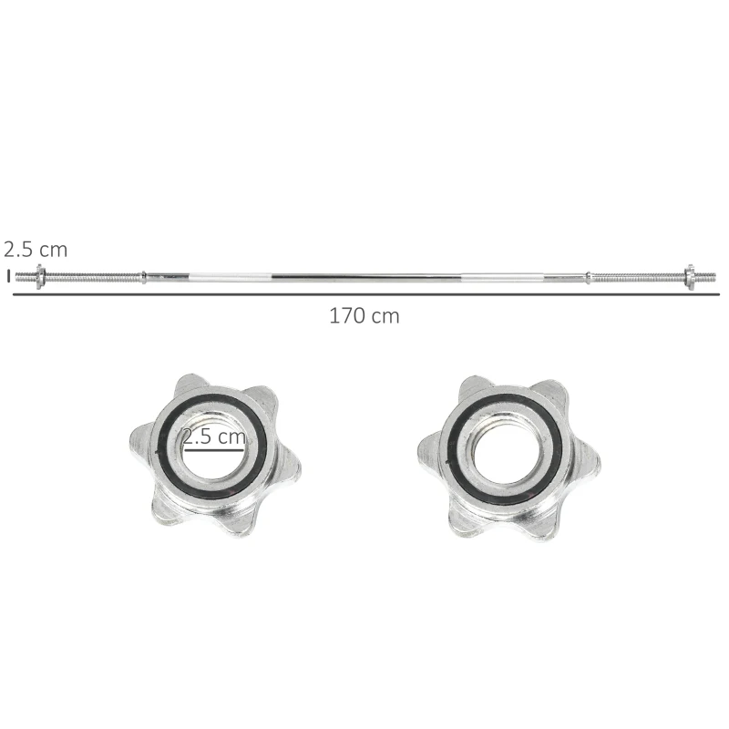 SPORTNOW Mreana pentru genuflexiuni, deadlift si lifting, pentru greutati Ø2,5 cm de la 100kg mx, din otel, Ø2,5x170 cm, argintiu