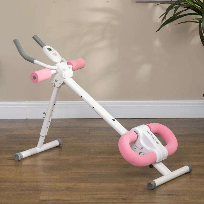 SPORTNOW Foldable Ab Machine, Height Adjustable Abs Trainer with LCD Monitor, for Home Gym Core Stomach Crunch Workout