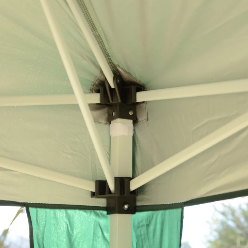Outsunny Carpa Gazebo con Paredes Desmontables Ventanas Visibles Puerta con Cremallera Incluye Bolsa de Transporte Cuerdas y Piquetas 3x3 m Verde
