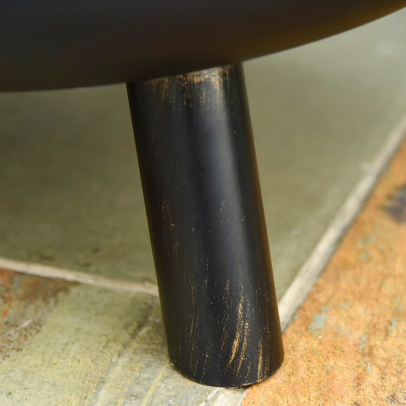 Outsunny Outdoor 2-In-1 Round Fire Pit with Lid, Grill, Poker, Handles, Metal Firepit Bowl for Backyard, Camping, BBQ, Bonfire, Wood Burning Stove, 61.5 x 61.5 x 52cm, Black