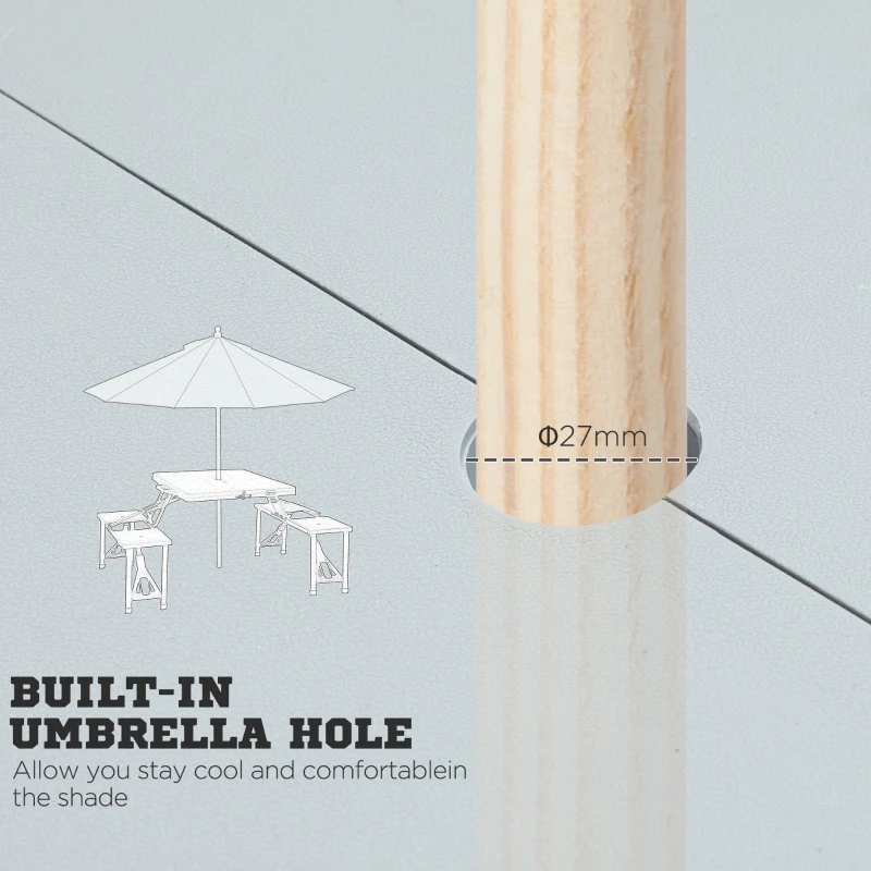 Outsunny Aluminium PP  4-Seater Portable Picnic Table and Bench Set Silver