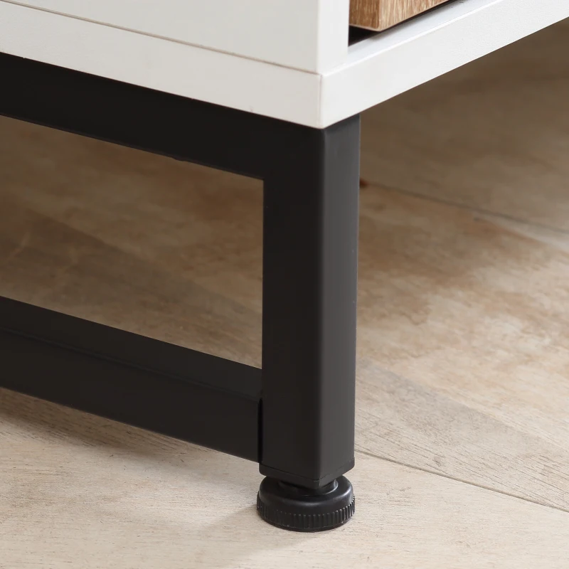 HOMCOM Suport TV pentru modele de pana la 50" Max, PAL modern si suport TV din otel cu 2 rafturi deschise si 2 dulapuri inchise, 120x39,5x45cm