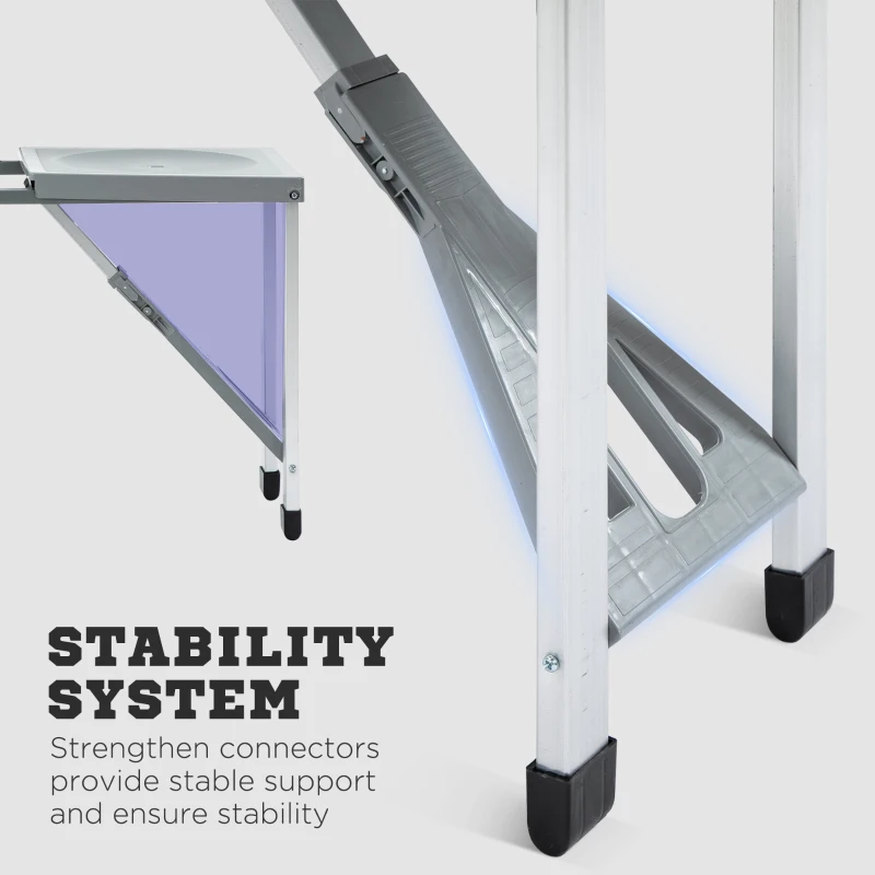 Outsunny Aluminium PP  4-Seater Portable Picnic Table and Bench Set Silver