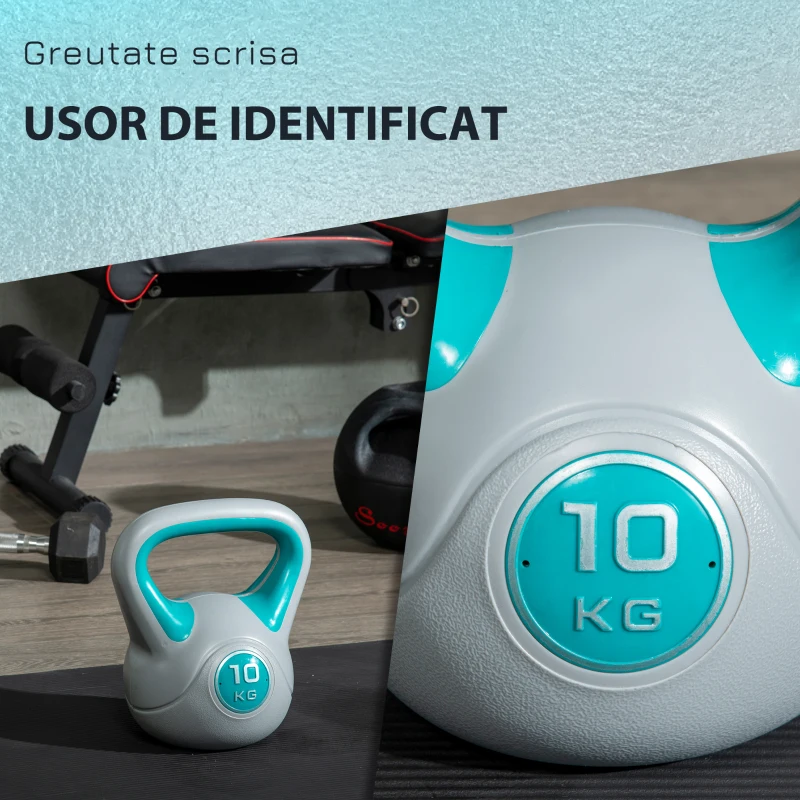 SportNow Kettlebell 10kg – PU cu Nisip, Baza Stabila & Maner Ergonomic