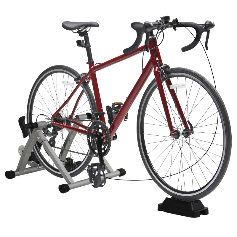 HOMCOM Rolo Bicicleta para treinamento de ciclismo Ajustável Treinador de Ciclismo  Cor Prateada  Estrutura de Aço - 54,5x42,2x39,1 cm