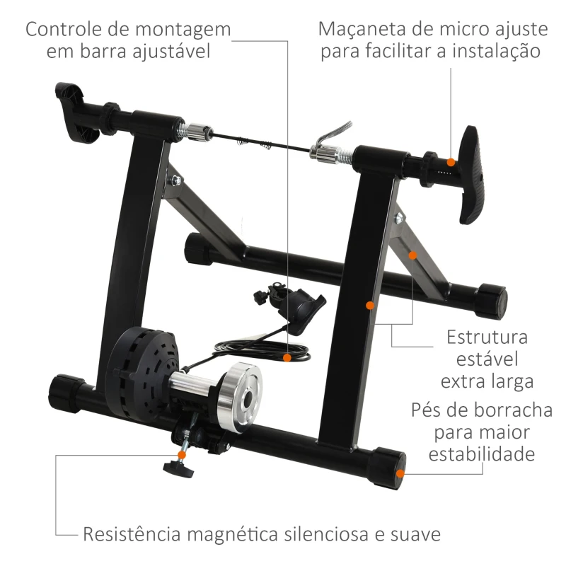 HOMCOM Rolo de Bicicleta 5 níveis de resistência de Aço 54,5x47,2x39,1 cm Preto