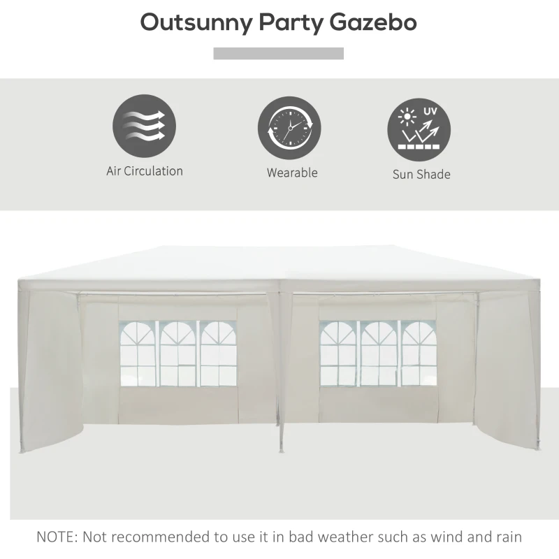 Outsunny 6x3 m Gazebo Canopy-White