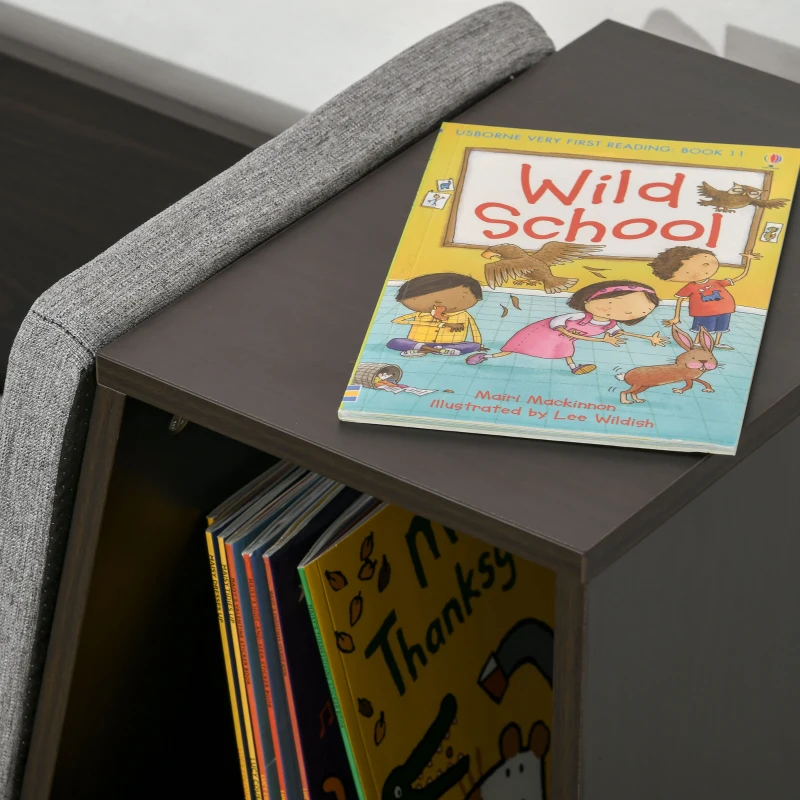 HOMCOM Kids Bookcase Shelf Storage Cabinet Unit, Living Room Sideboard w/ Six Compartments - Brown