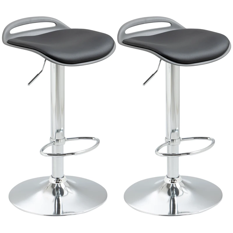 HOMCOM Set de 2 Scaune de Bar cu Înălțime Reglabilă și Suport pentru Picioare, 39x41x68-88 cm, Negru