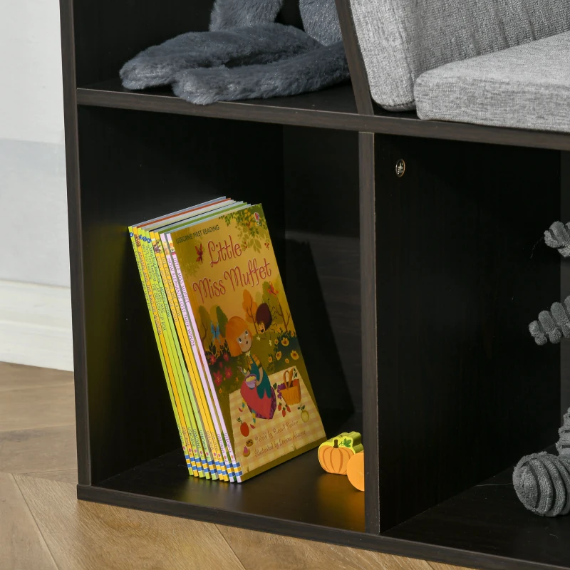HOMCOM Kids Bookcase Shelf Storage Cabinet Unit, Living Room Sideboard w/ Six Compartments - Brown