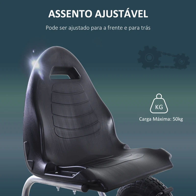HOMCOM Carro de pedais com embreagem e freio ajustáveis para crianças acima de 3 anos  carga 50 kg  121x65x76cm