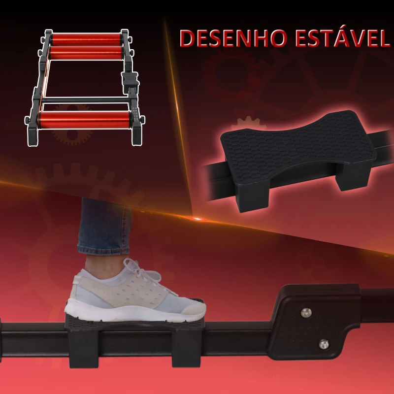 HOMCOM Rolo de Bicicleta Dobrável Ajustável Interior 146x55x10,5cm Vermelho e Preto