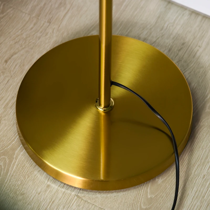 Homcom Lampa Podea Moderna – 3 Becuri Aurii, Otel & Sticla