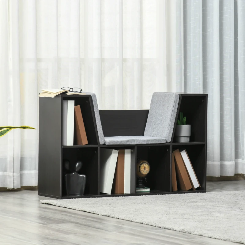 HOMCOM Kids Bookcase Shelf Storage Cabinet Unit, Living Room Sideboard w/ Six Compartments - Brown