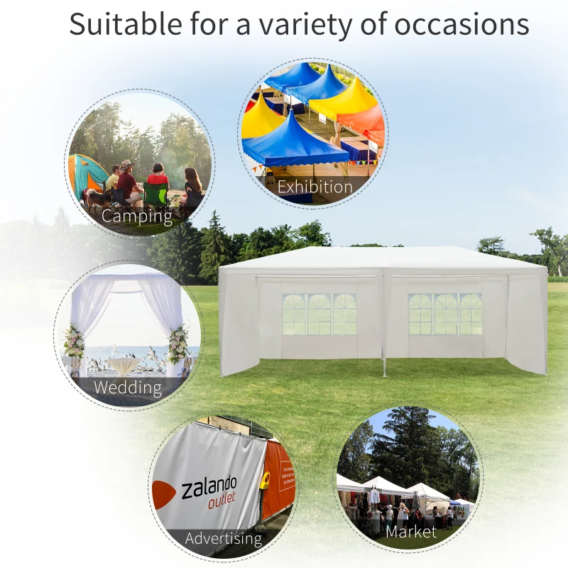 Outsunny 6x3 m Gazebo Canopy-White