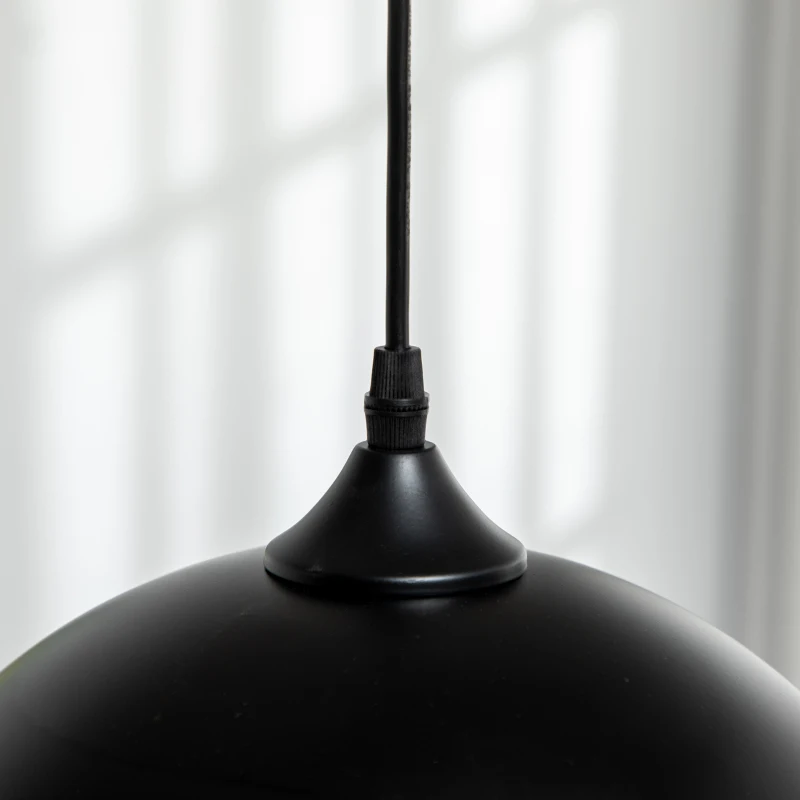 HOMCOM Lustra suspendata in stil industrial cu inaltime reglabila, plafoniera cu 2 piese metalice suspendate cu suruburi incluse, Ø30x126 cm, negru