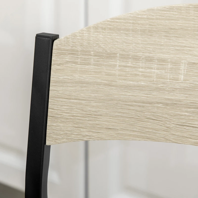 HOMCOM Set de masa din 5 Piese cu 1 masa dreptunghiulara 100x63x76.5 cm si 4 Scaune 45x40x82 cm, din otel si MDF, Negru si lemn natural