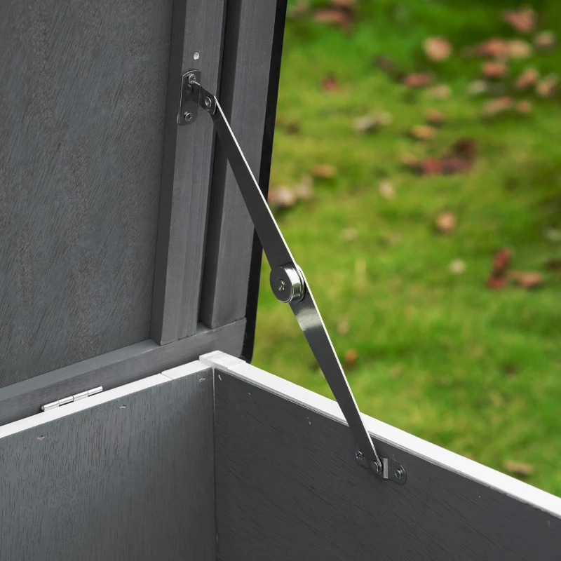 PawHut Cusca cu 2 niveluri din molid cu acoperis din bitum si vopsea impermeabila pentru interior si exterior, 100x47x91 cm, gri