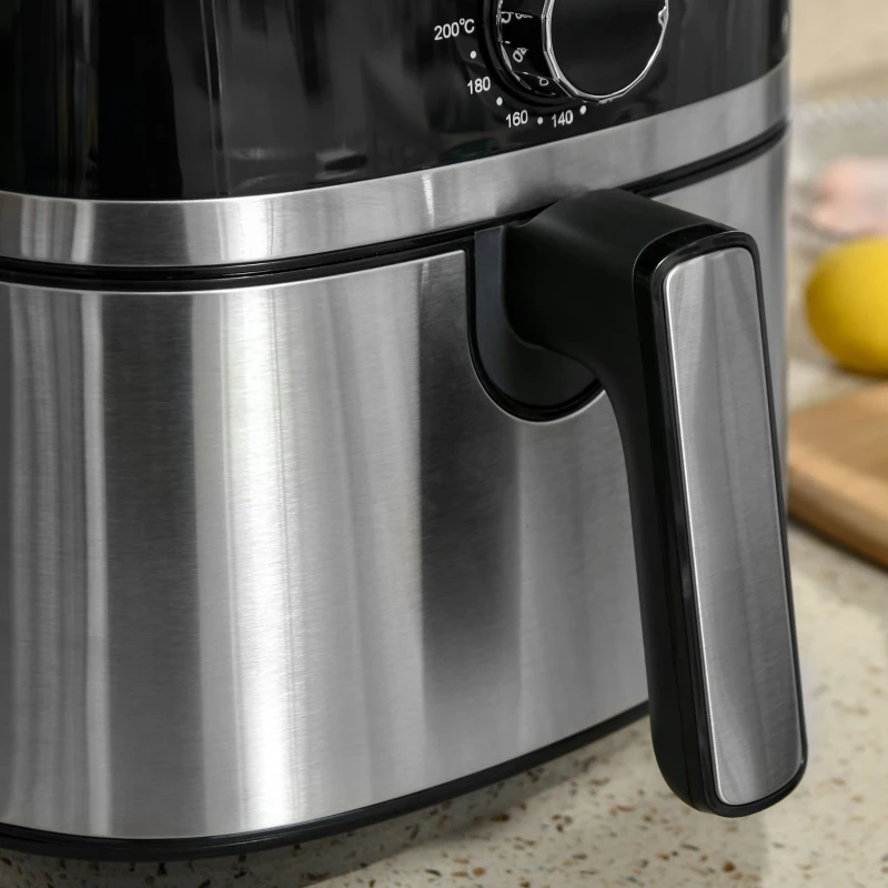 HOMCOM Heißluftfritteuse 4,5 L 1500W mit 8 Menüs Antihaftbeschichteter Korb für gesundes ölfreies fettarmes Kochen Stahl Schwarz 35,5 x 28 x 33,8 cm