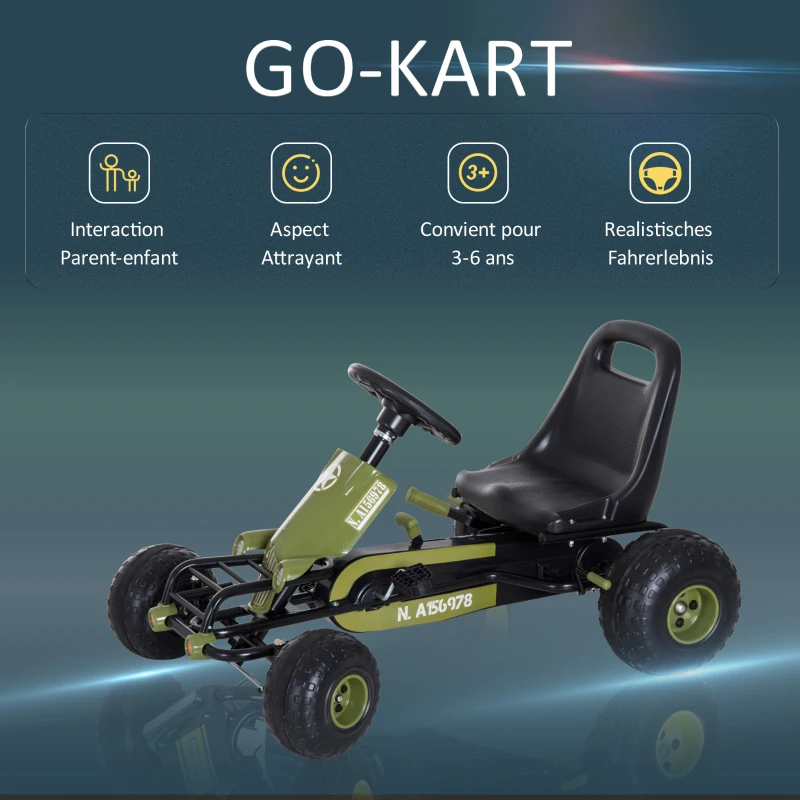 HOMCOM® SAMOCHÓD NA PEDAŁY GOKART DLA DZIECI OD 3 LAT zielony