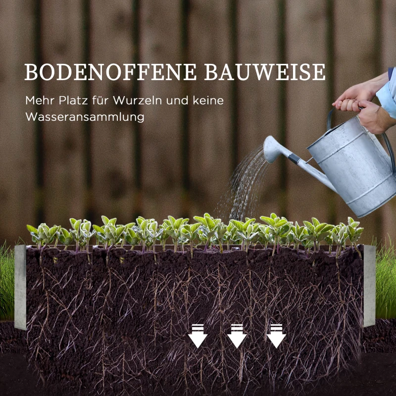 Outsunny bloembak, bloembak, bloembak met dakkleppen, kasgroentebed voor bloemen, kruiden in de tuin, terras en balkon, zilver, 126 x 107 x 67,5 cm